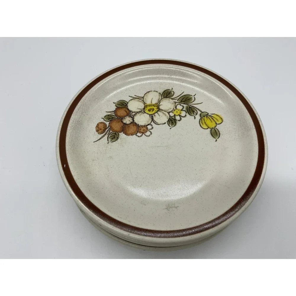 Vintage Woodhaven Collection Sunnybrook Bread Plates Set Of 5 Floral Stoneware